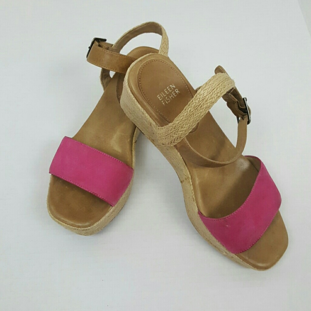 Eileen Fisher platform wedge Espadrille sandals women size 7.5